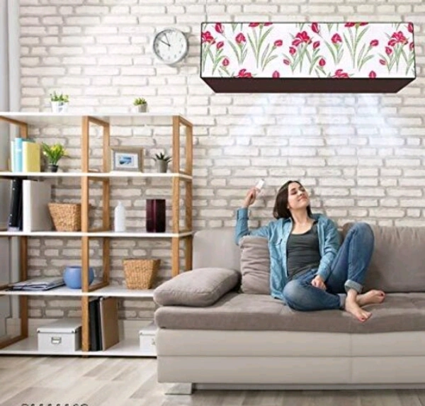DREAM eHOME  PVC White / Pink Color Printedc 1.5TonAc Cover for Split Indoor -  1.5 Ton,  White /Pink,  PVC,  Pack of1